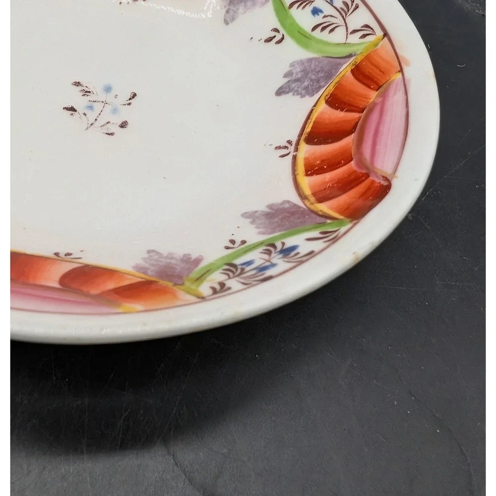 Antique Hand Painted Folk Art Ceramic Bowl Floral Earthenware 19th Century 6